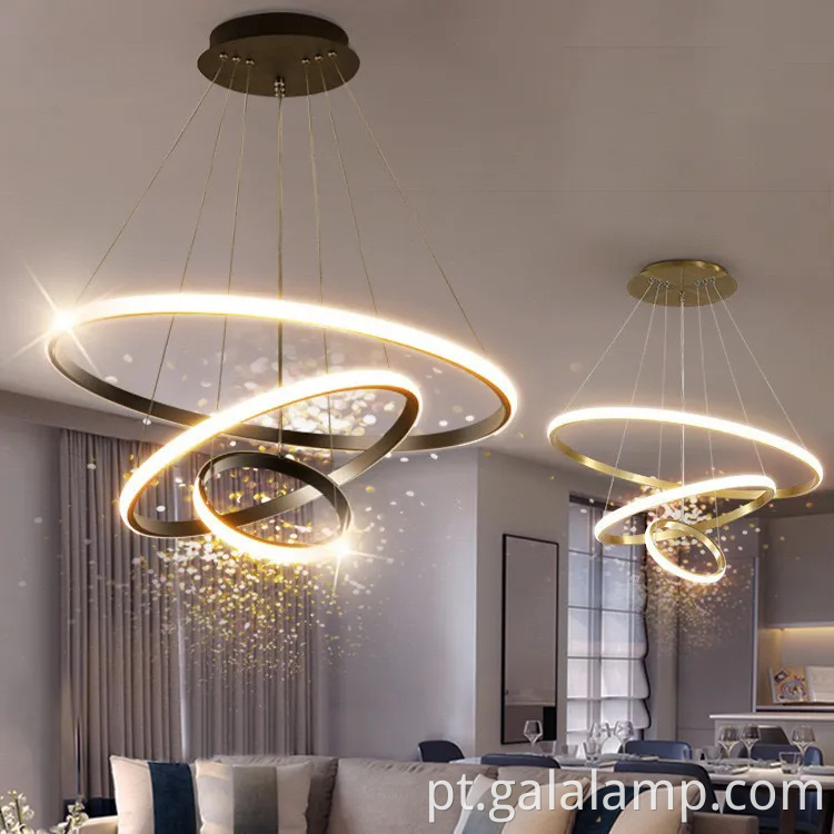 Anel de círculo decorativo de luxo luz pendente para a sala de estar moderna
